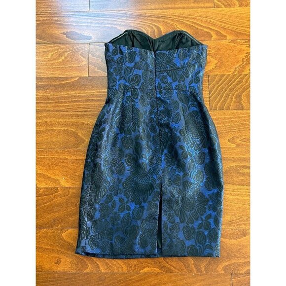 Maggy London Size 2 Women's Black & Blue Glitter Cocktail Party Dress Beadwork - Picture 4 of 6